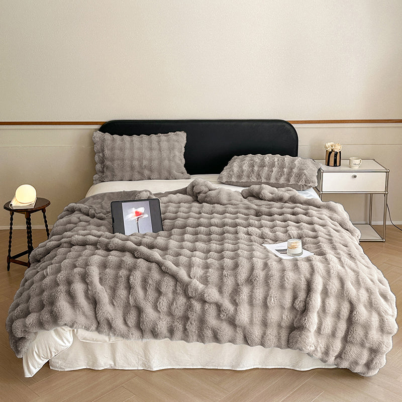 Velmorn - Plaid Rayé Douillet en Peluche pour Canapé et Lit