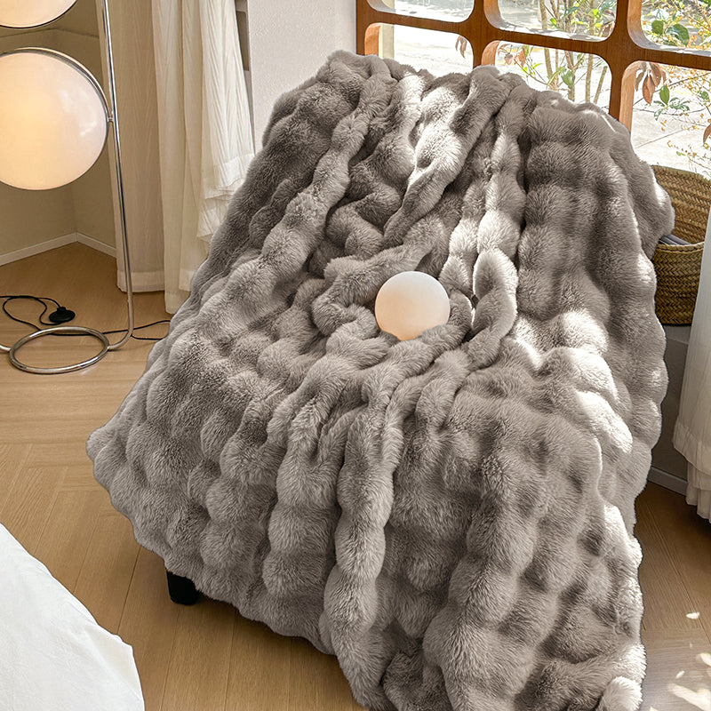 Velmorn - Plaid Rayé Douillet en Peluche pour Canapé et Lit