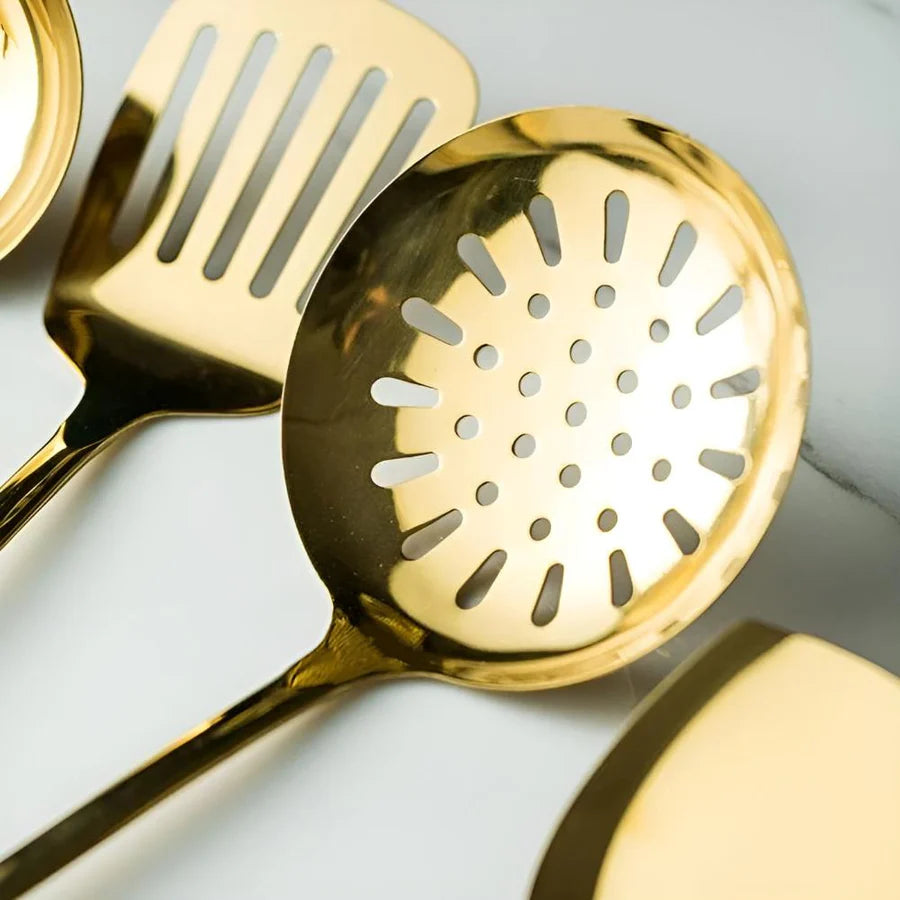 Ensemble d'ustensiles en acier inoxydable Golden Elegance