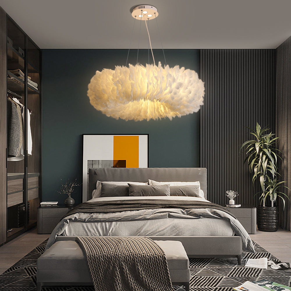 Feathra - Lampe pendante anneau plume