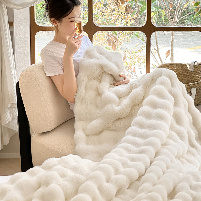 Velmorn - Plaid Rayé Douillet en Peluche pour Canapé et Lit