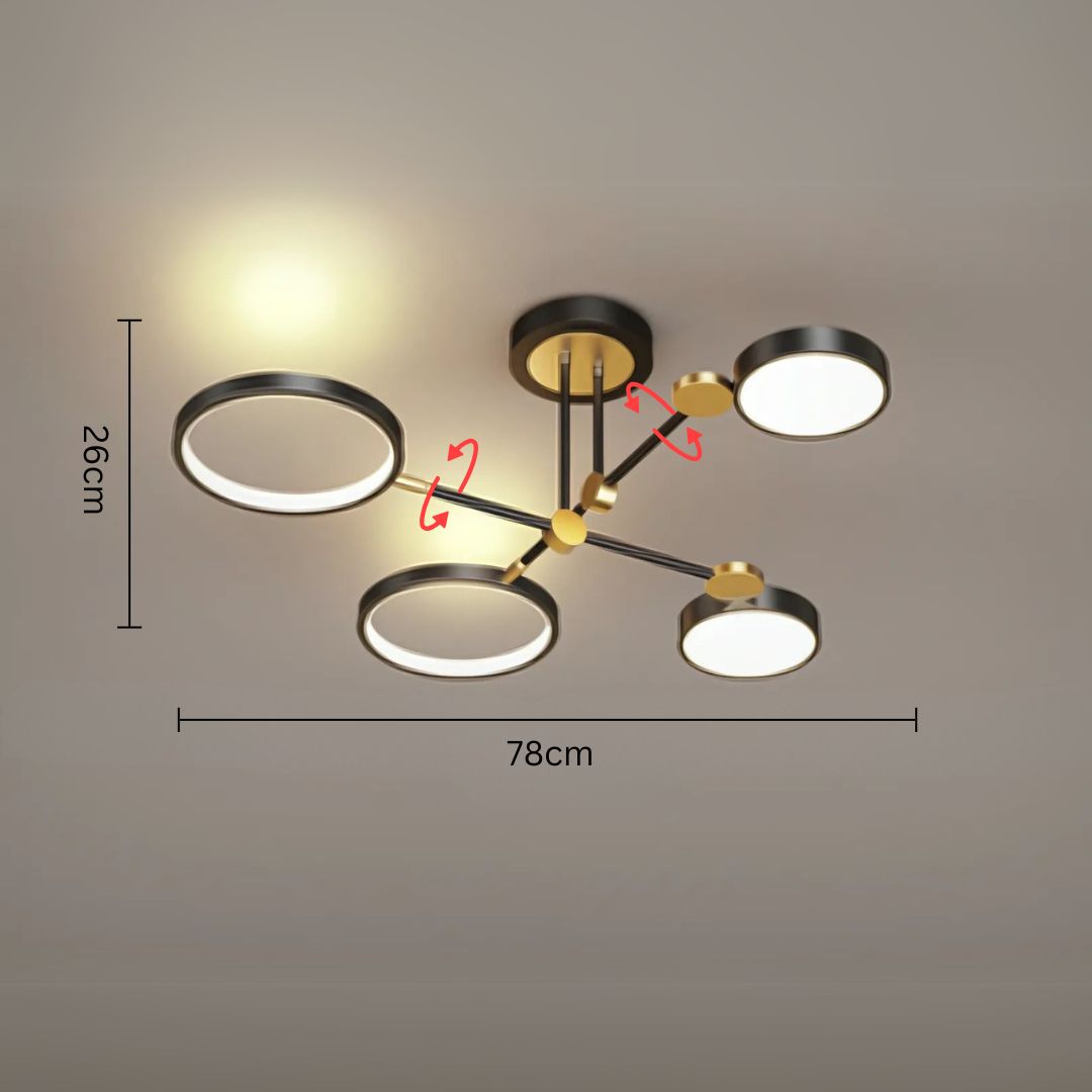 Lumin™ – Plafonnier LED moderne à cercles dorés