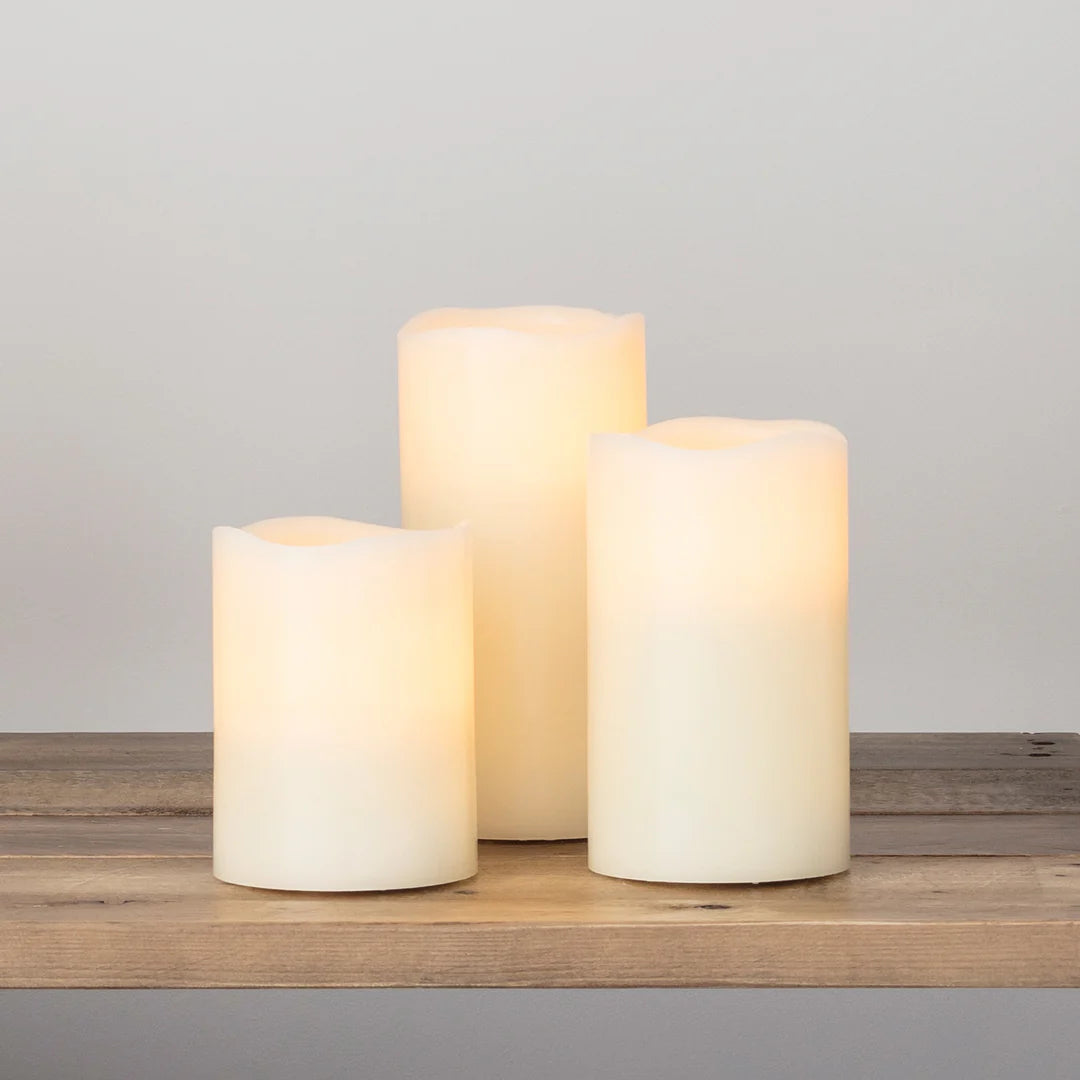 Lot de 3 grandes bougies LED en cire sans flamme et vacillantes