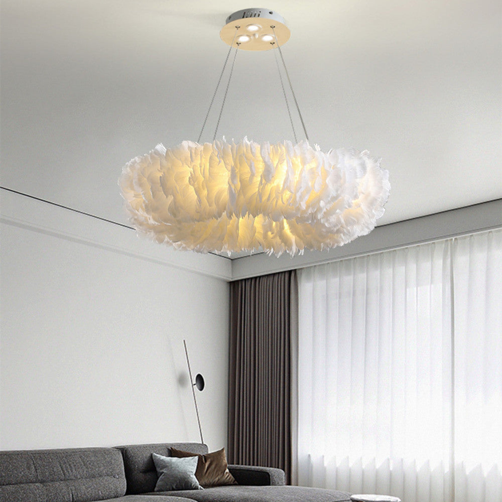 Feathra - Lampe pendante anneau plume