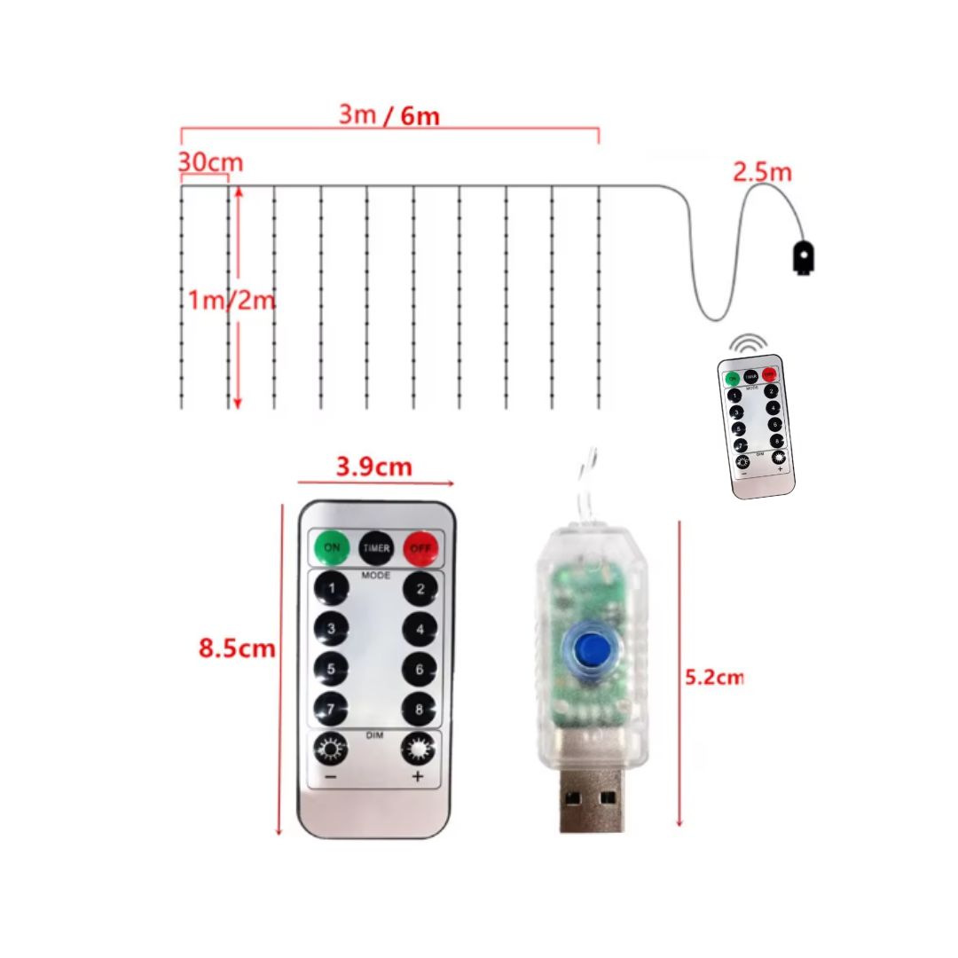 3m Rideau décoratif Lumières LED