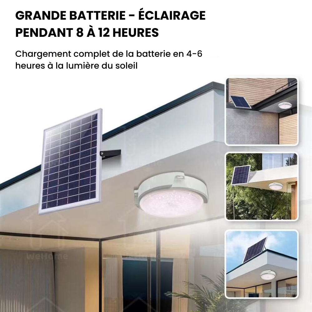 Plafonnier solaire intérieur/extérieur avec télécommande