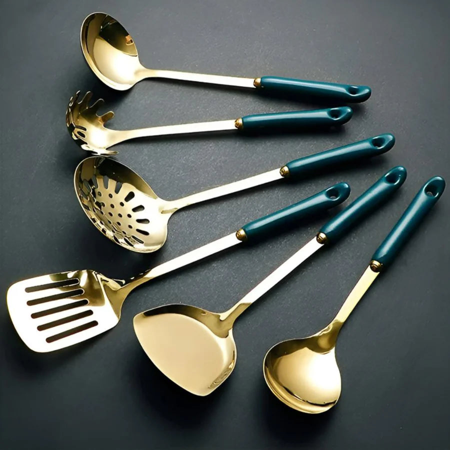 Ensemble d'ustensiles en acier inoxydable Golden Elegance