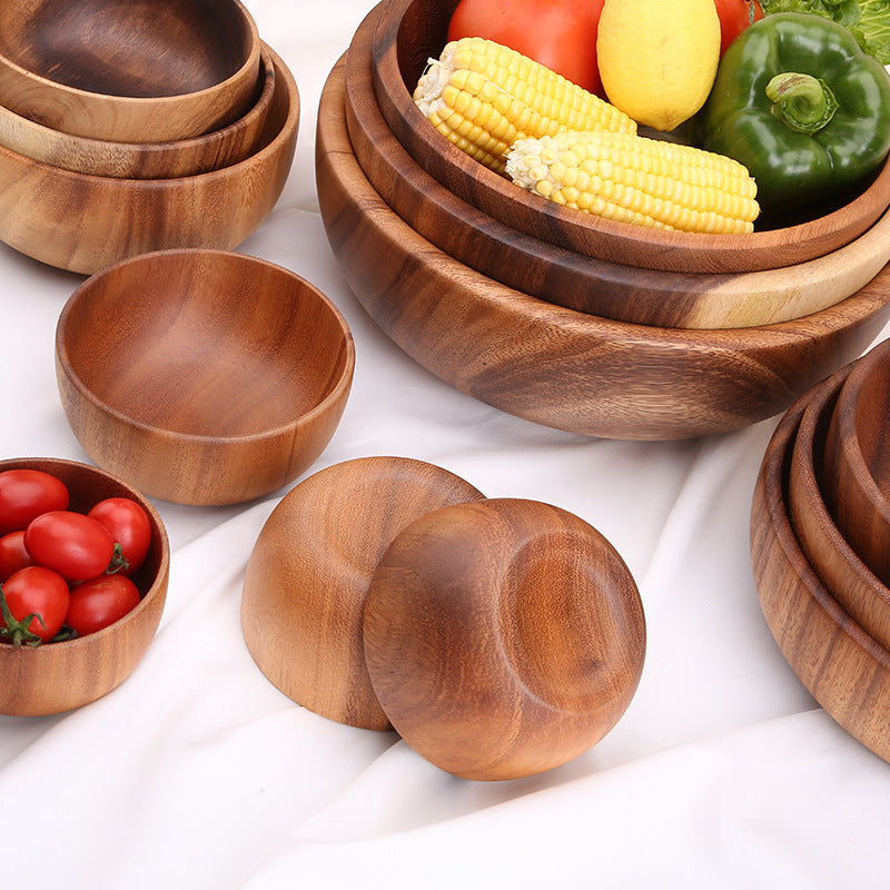 Bol à fruits et salade en bois d'acacia