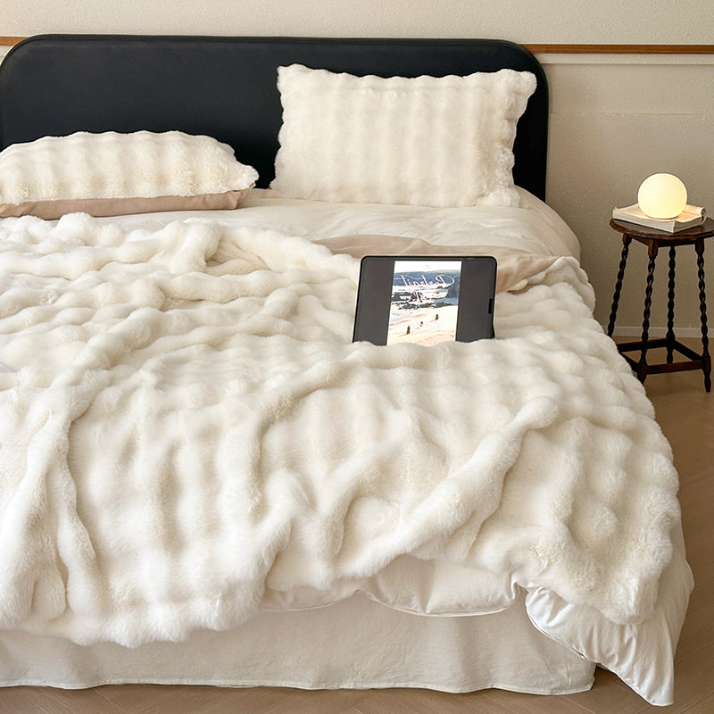 Velmorn - Plaid Rayé Douillet en Peluche pour Canapé et Lit