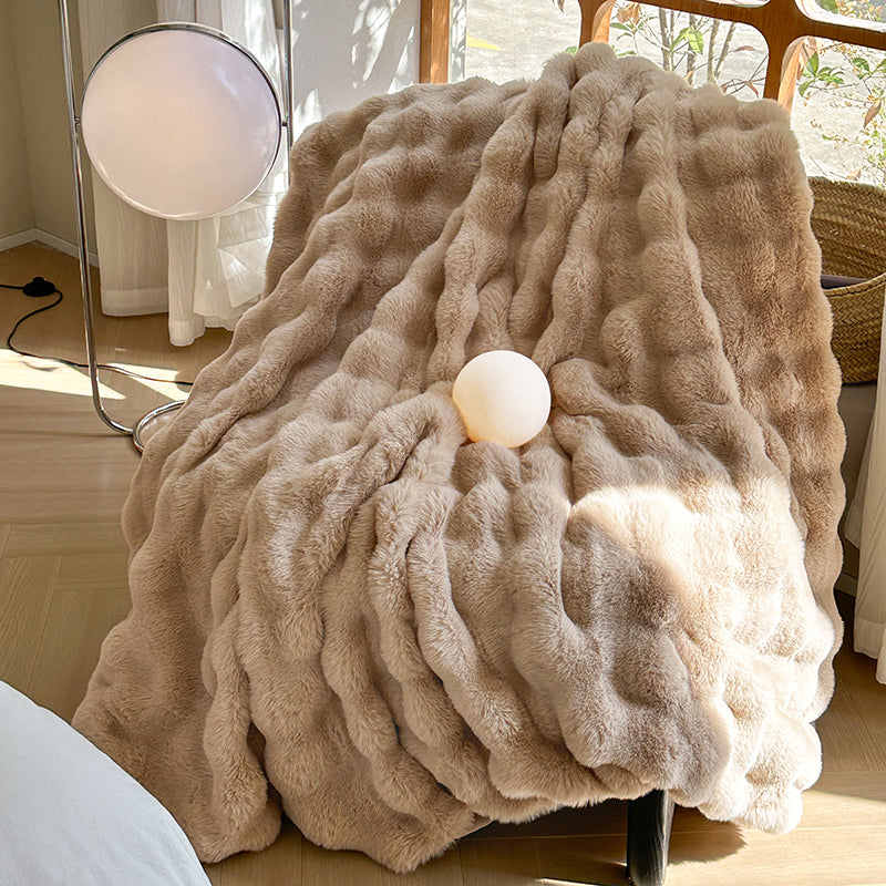 Velmorn - Plaid Rayé Douillet en Peluche pour Canapé et Lit