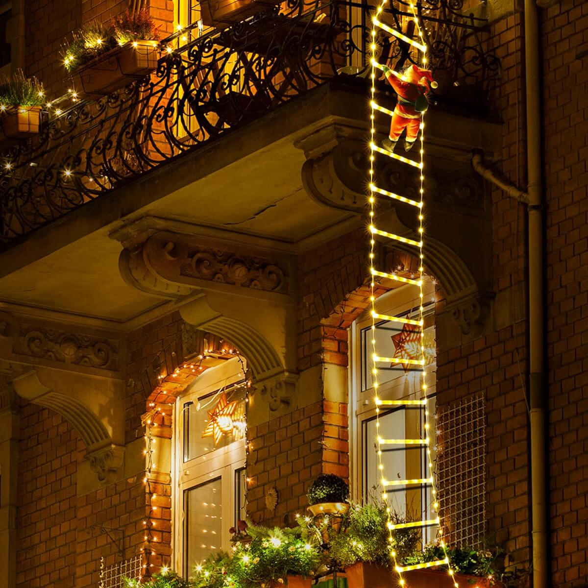 3M Père Noël grimpant sur une échelle Décoration de Noël (Vente de liquidation)