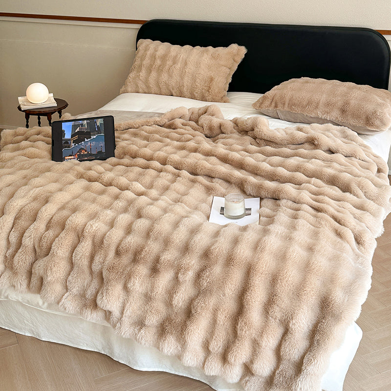 Velmorn - Plaid Rayé Douillet en Peluche pour Canapé et Lit