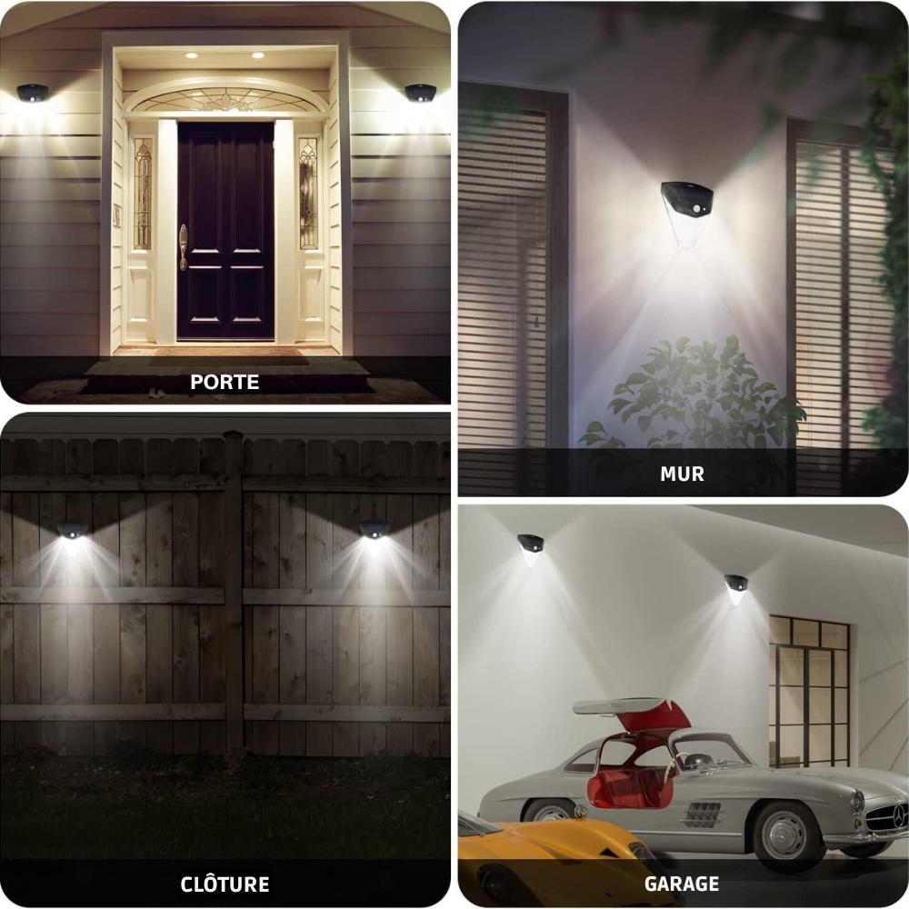 SolarLuxe - Lampes de sécurité solaires avec un angle d'éclairage de 230°