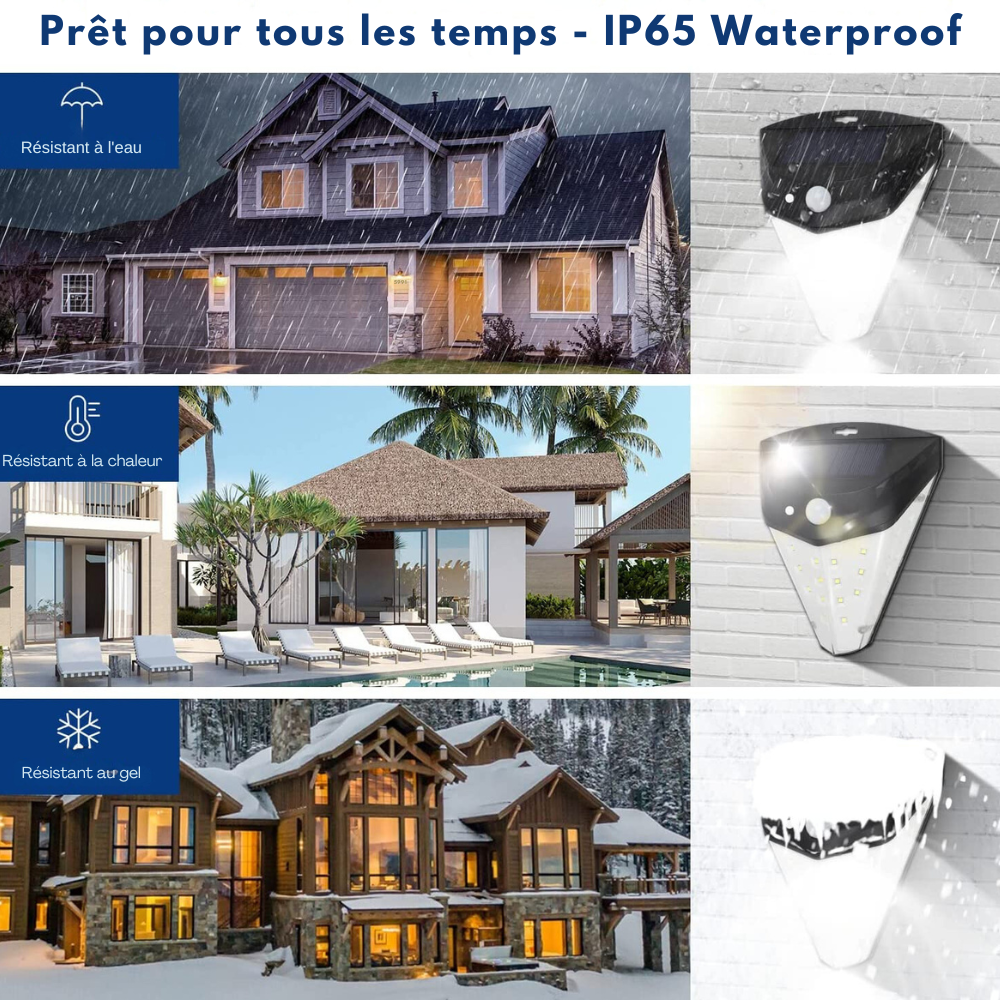 SolarLuxe - Lampes de sécurité solaires avec un angle d'éclairage de 230°