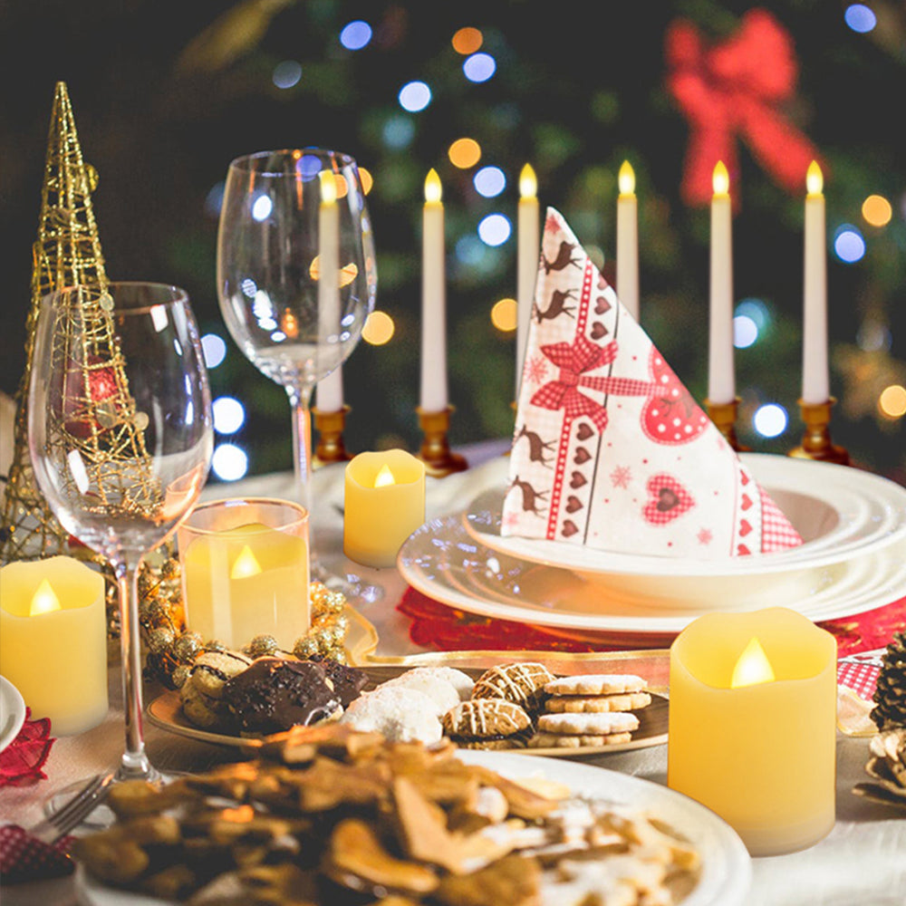 Lot de 6 bougies LED sans flamme et vacillantes à cire courte