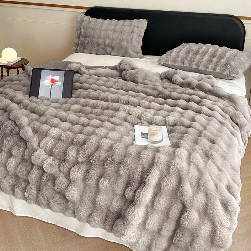 Velmorn - Plaid Rayé Douillet en Peluche pour Canapé et Lit
