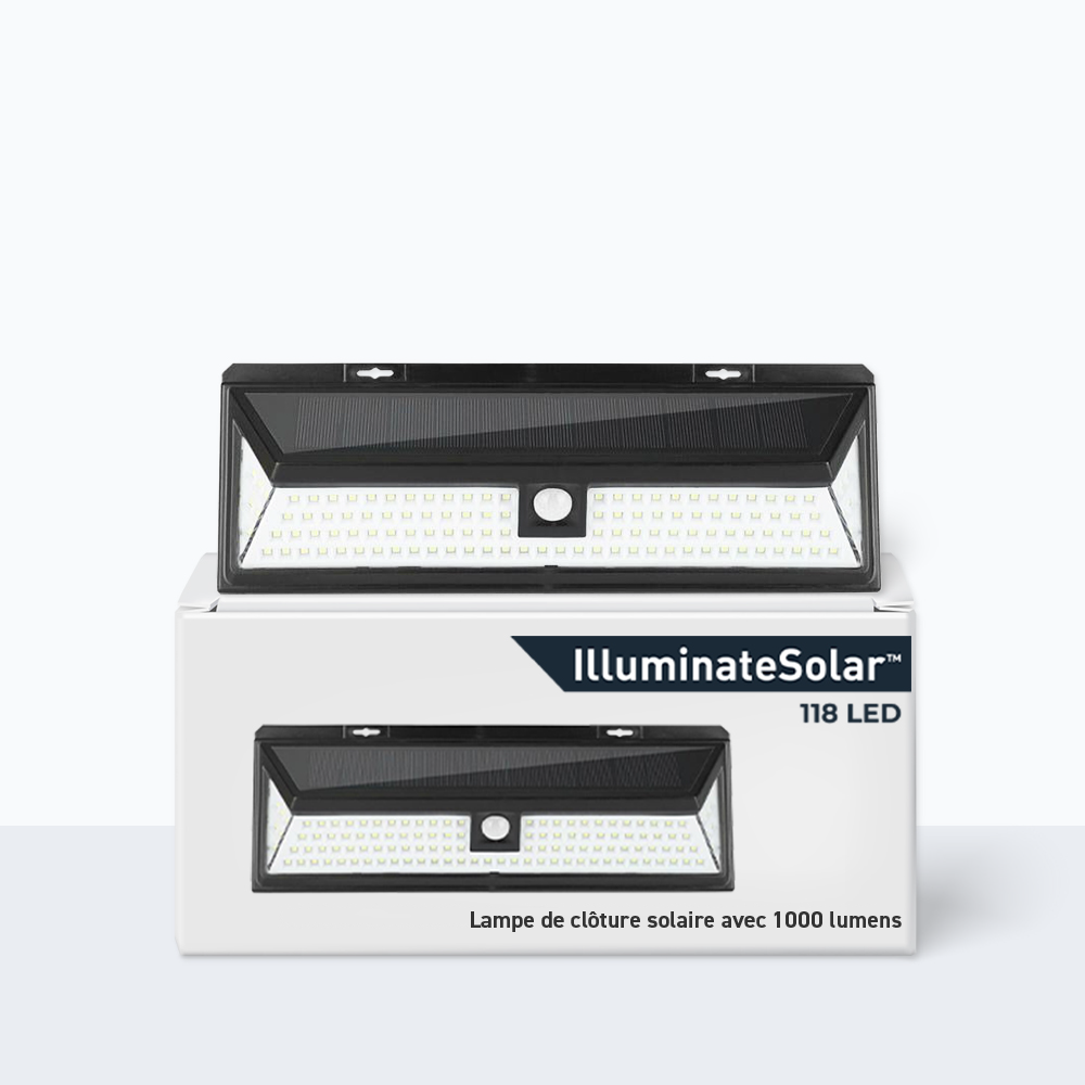 Lampe de clôture solaire à 118 LED avec 1 000 lumens