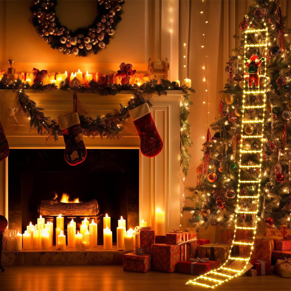 3M Père Noël grimpant sur une échelle Décoration de Noël (Vente de liquidation)