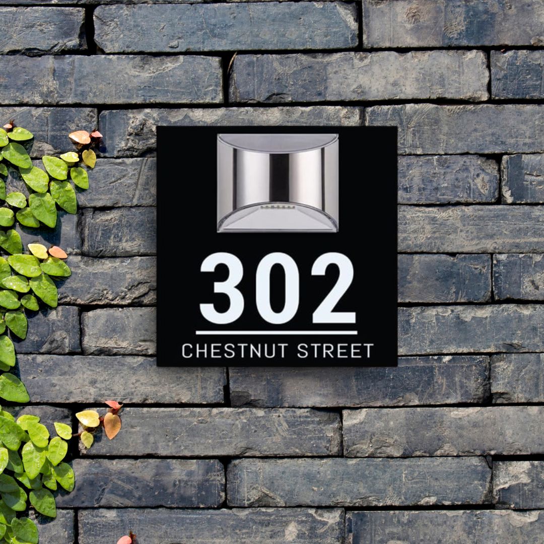 Plaque d'adresse solaire rectangulaire personnalisée