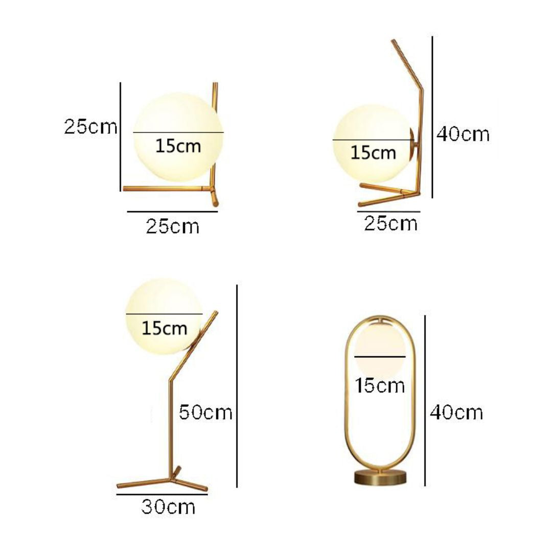 Vilnus - Lampe de Table Moderne à Boule de Verre