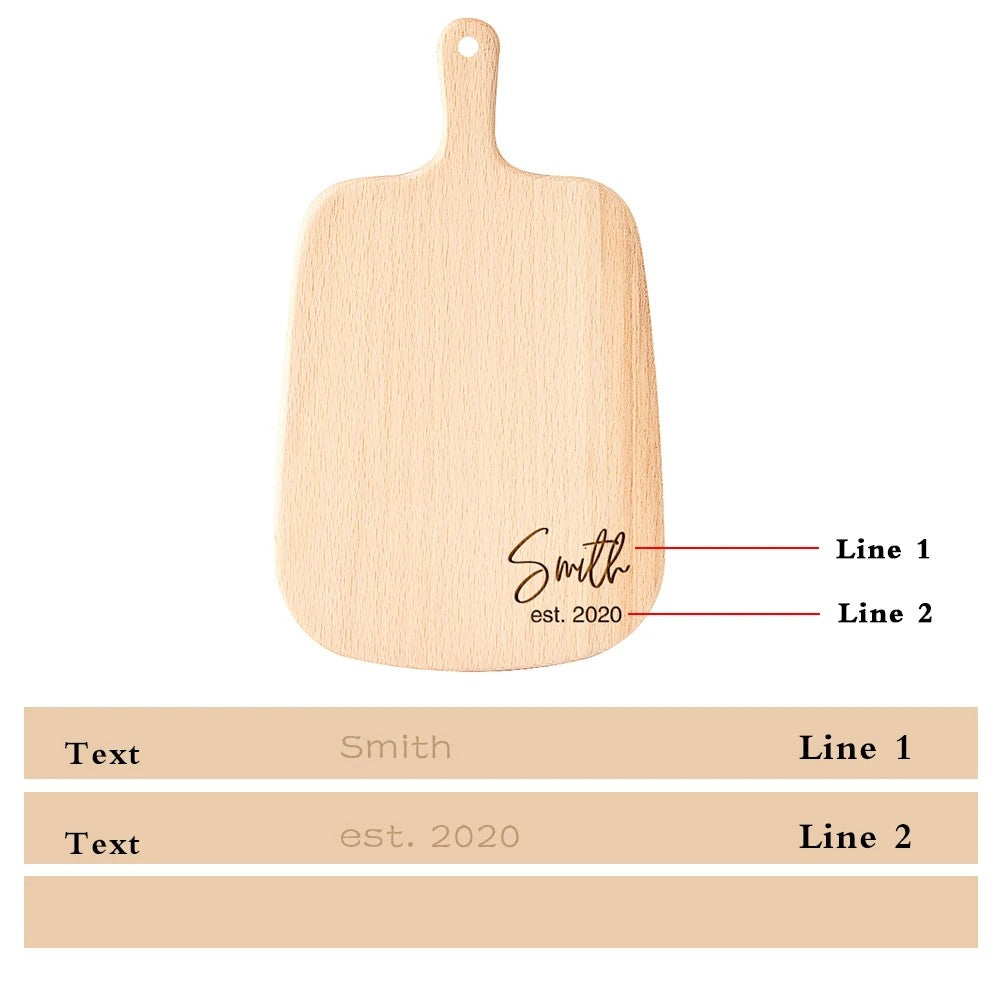 Planche à Découper Gravée Minimaliste – Cadeau de Cuisine Familiale Personnalisé