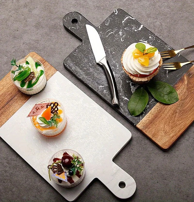 Planche à Découper Double-Face en Bois d’Acacia & Marbre