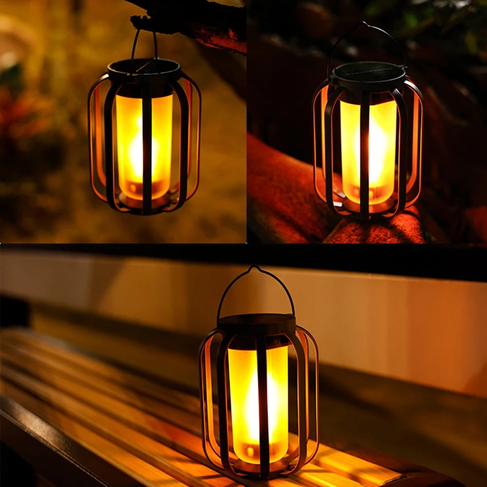 GlowWeave – Lanterne Solaire en Métal Rond