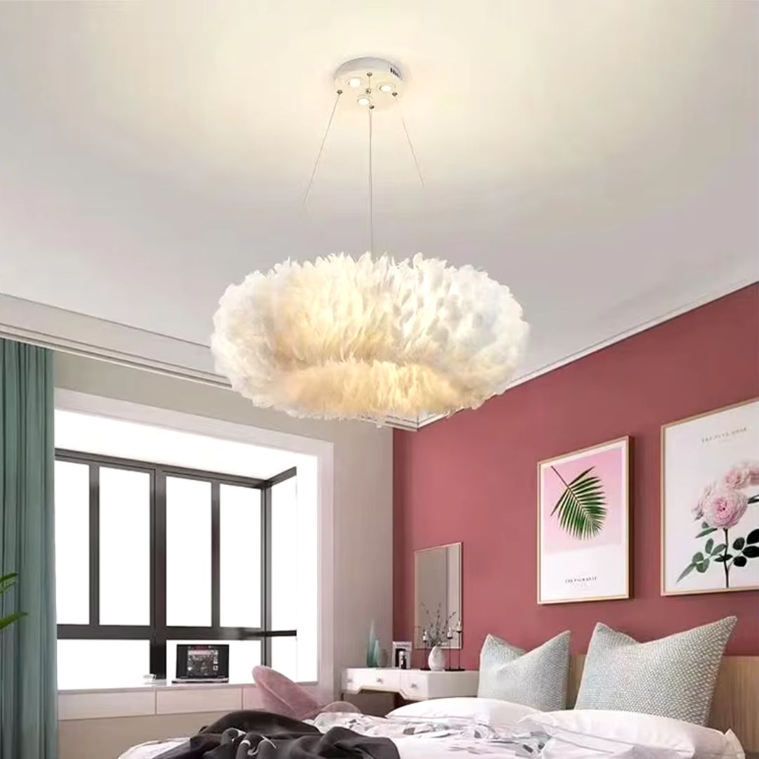 Feathra - Lampe pendante anneau plume