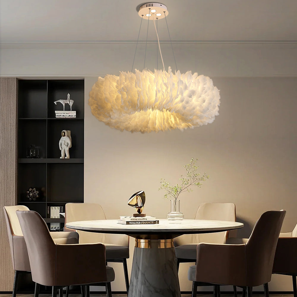 Feathra - Lampe pendante anneau plume
