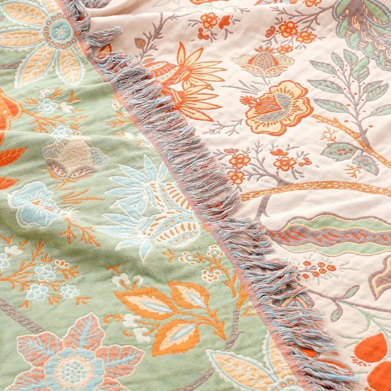 BohoBloom Plaid en Coton à Franges