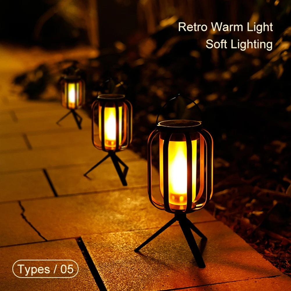 GlowWeave – Lanterne Solaire en Métal Rond