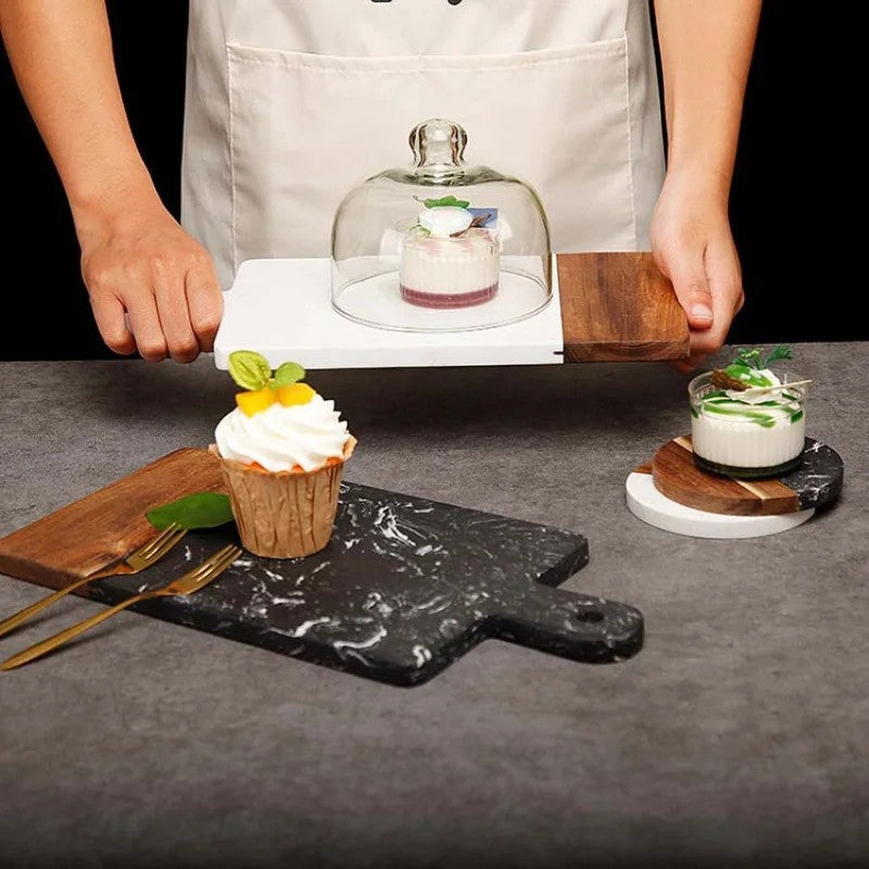 Planche à Découper Double-Face en Bois d’Acacia & Marbre