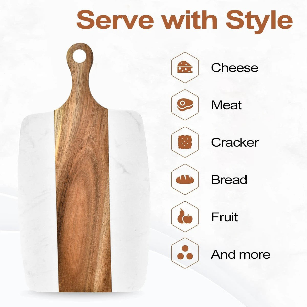 Planche à Découper en Bois d'Acacia et Marbre