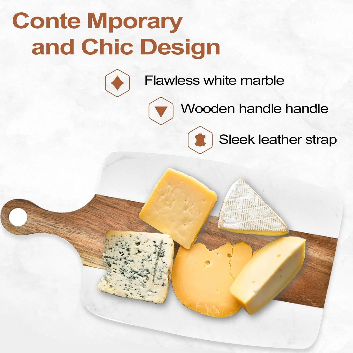 Planche à Découper en Bois d'Acacia et Marbre