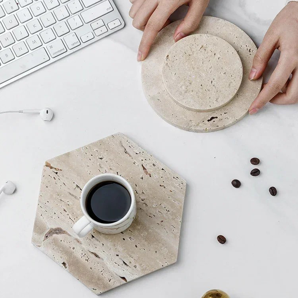 Plateau d’Exposition en Marbre Beige Naturel