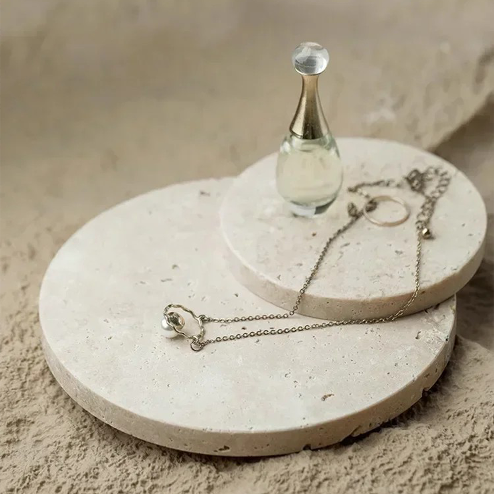 Plateau d’Exposition en Marbre Beige Naturel