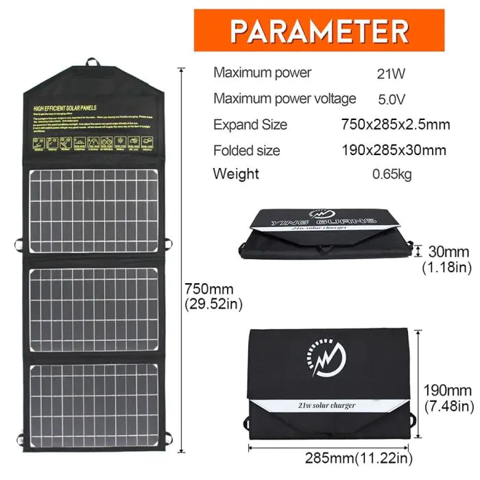 SunPort 21 – Chargeur Solaire Pliable USB
