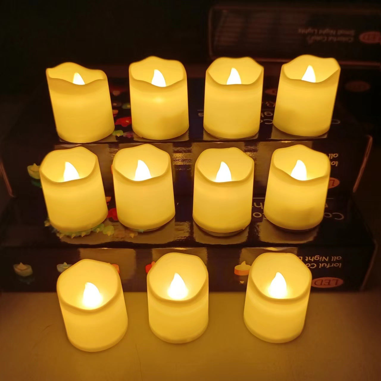 Lot de 6 bougies LED sans flamme et vacillantes à cire courte
