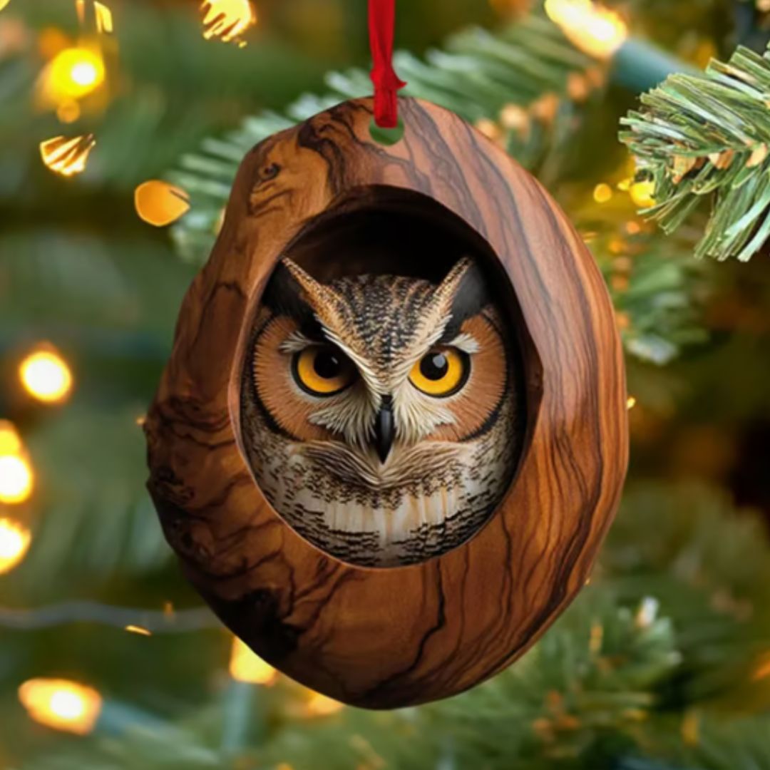 Ornements de Noël en bois massif avec animaux