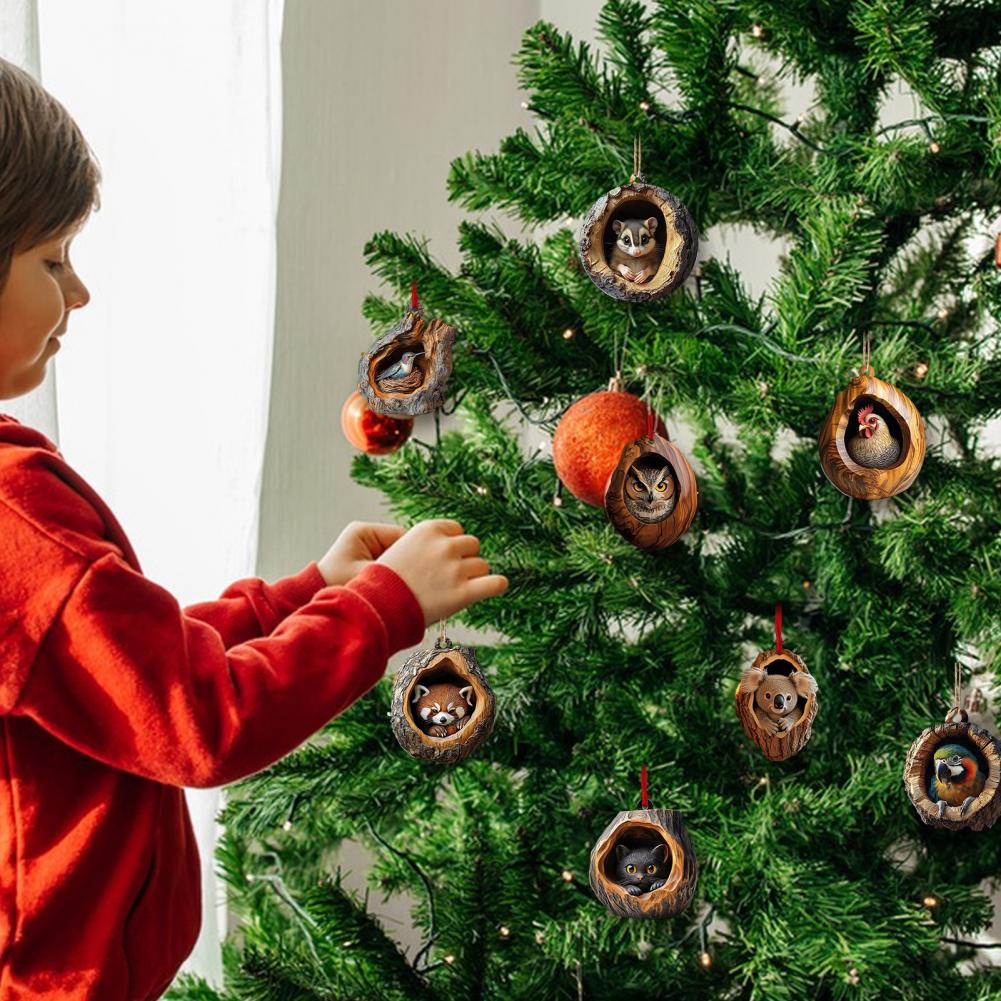 Ornements de Noël en bois massif avec animaux