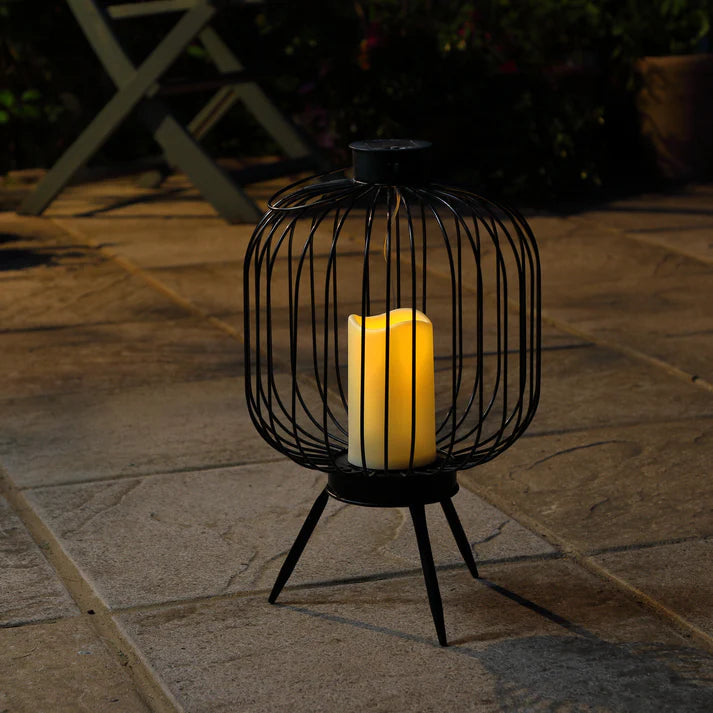 GlowWeave – Lanterne Solaire en Métal Rond