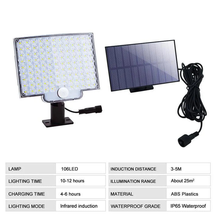 SunArc - Lampe solaire d'extérieur 106 LED avec détecteur de mouvement