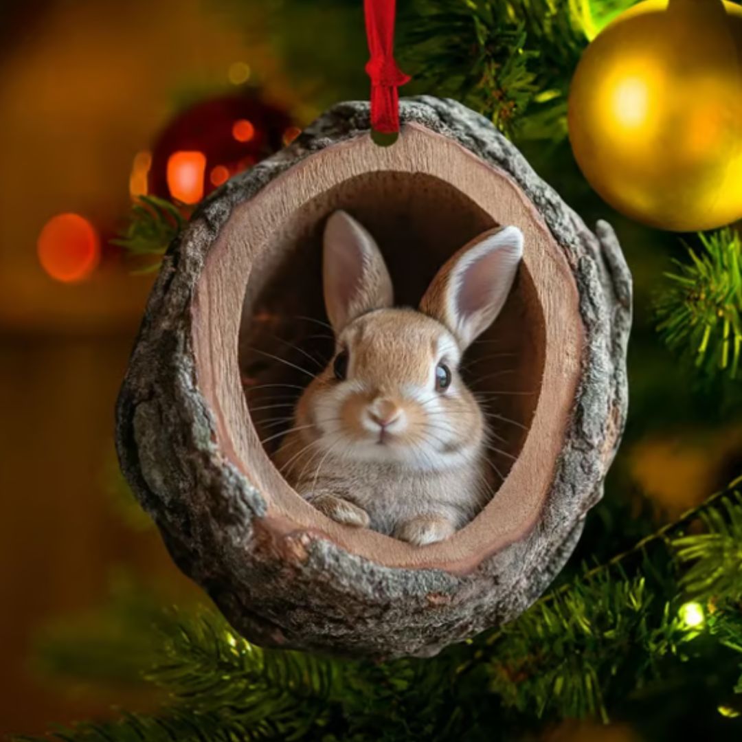 Ornements de Noël en bois massif avec animaux