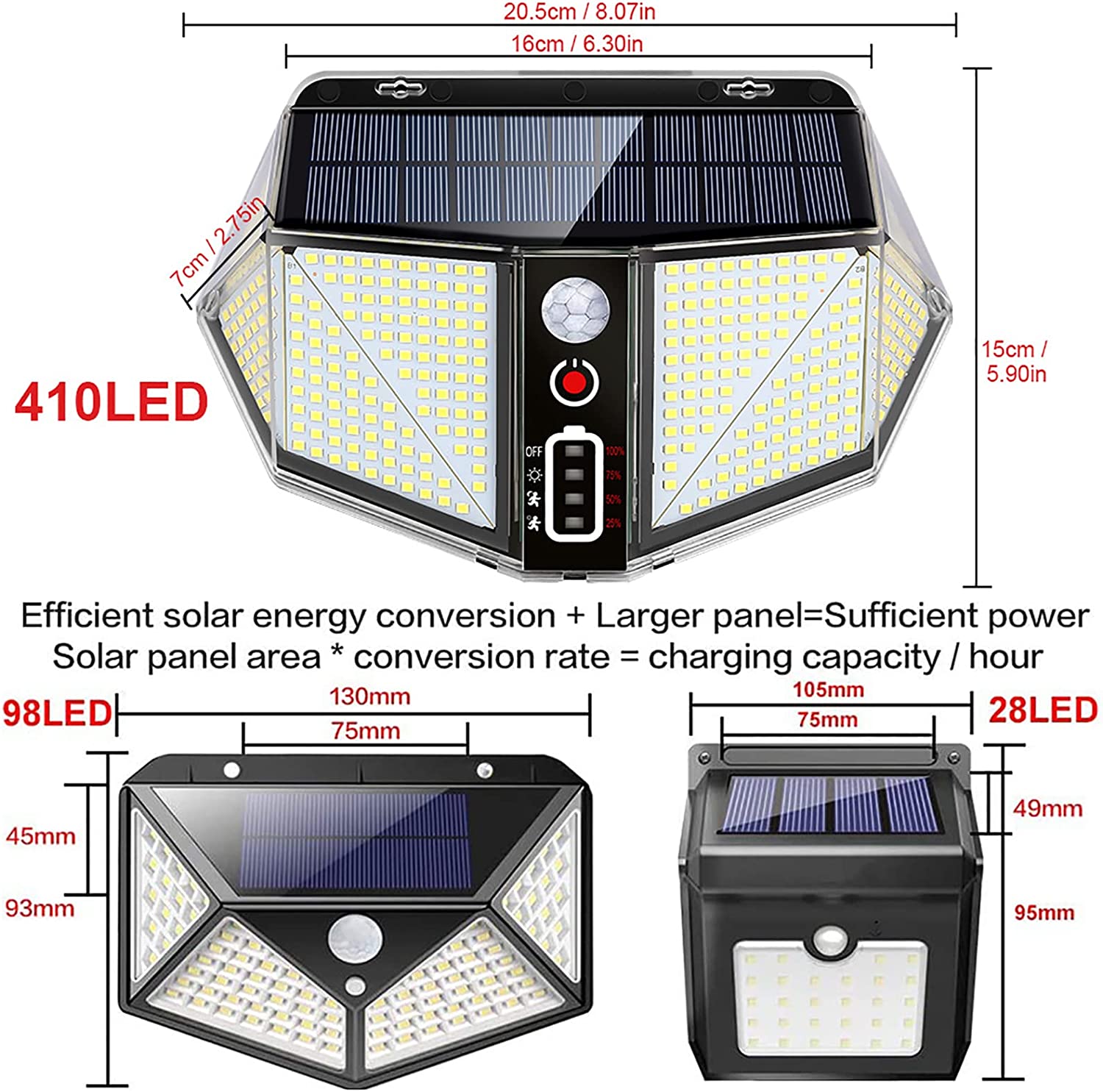 WallMega™- L'éclairage solaire de clôture 410 LED