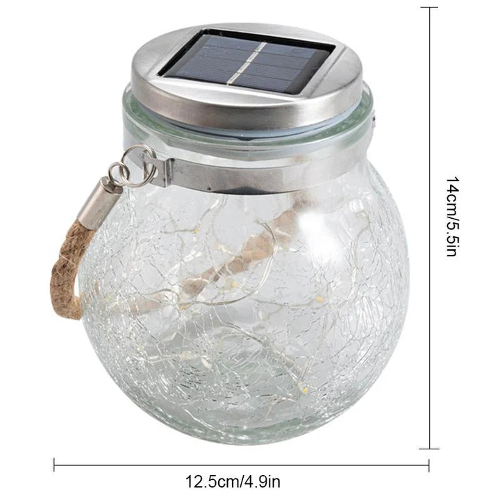 CrackGlow – Lanterne Solaire Suspendue en Verre Craquelé pour Jardin
