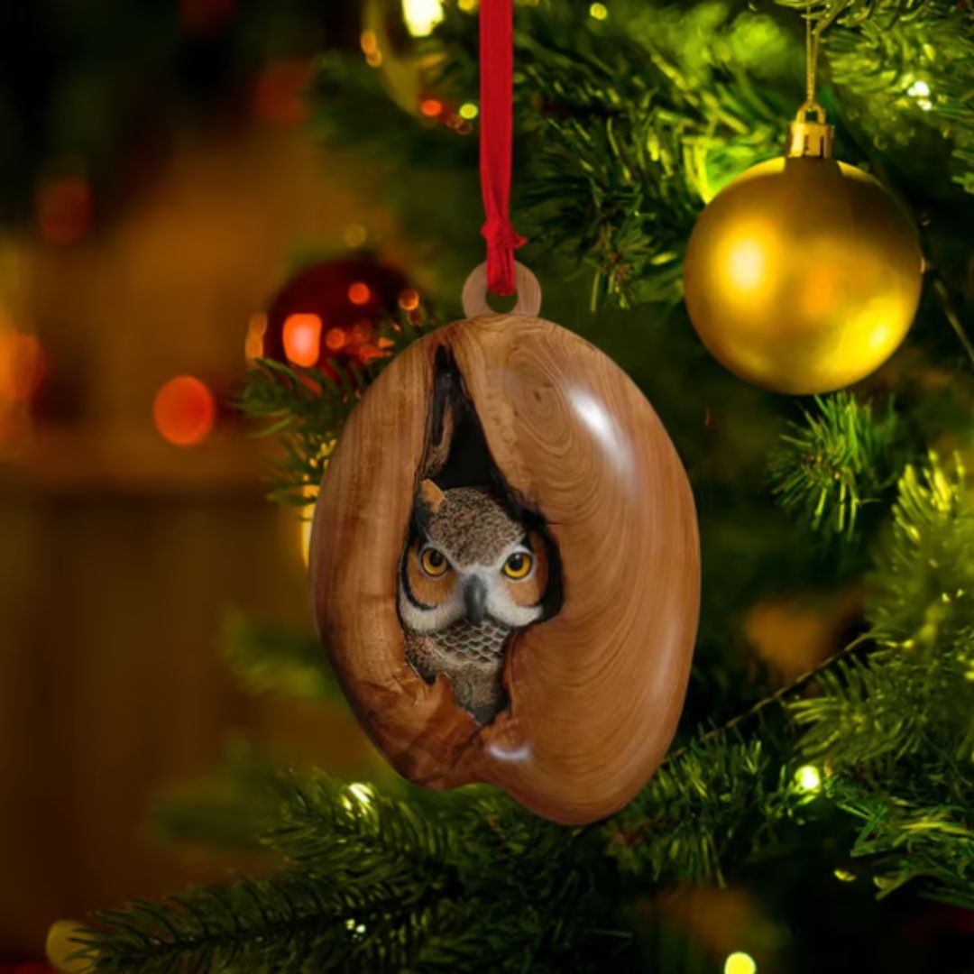 Ornements de Noël en bois massif avec animaux