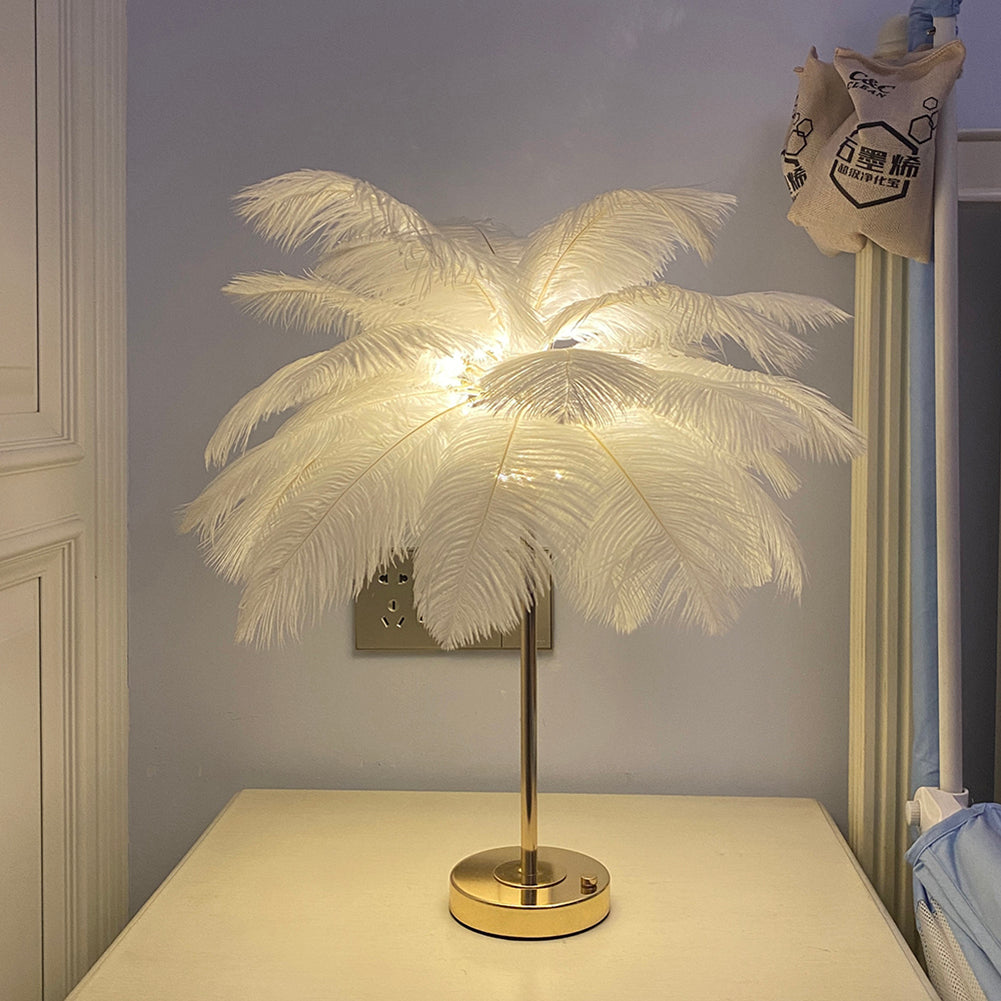 Feathra - Lampe ade table à plumes