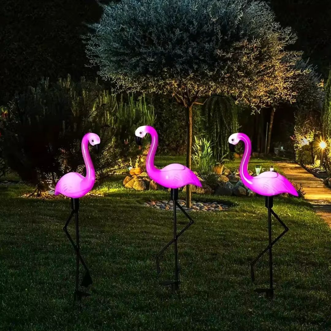 FlamingoGlow - lampe solaire à LED pour flamants roses