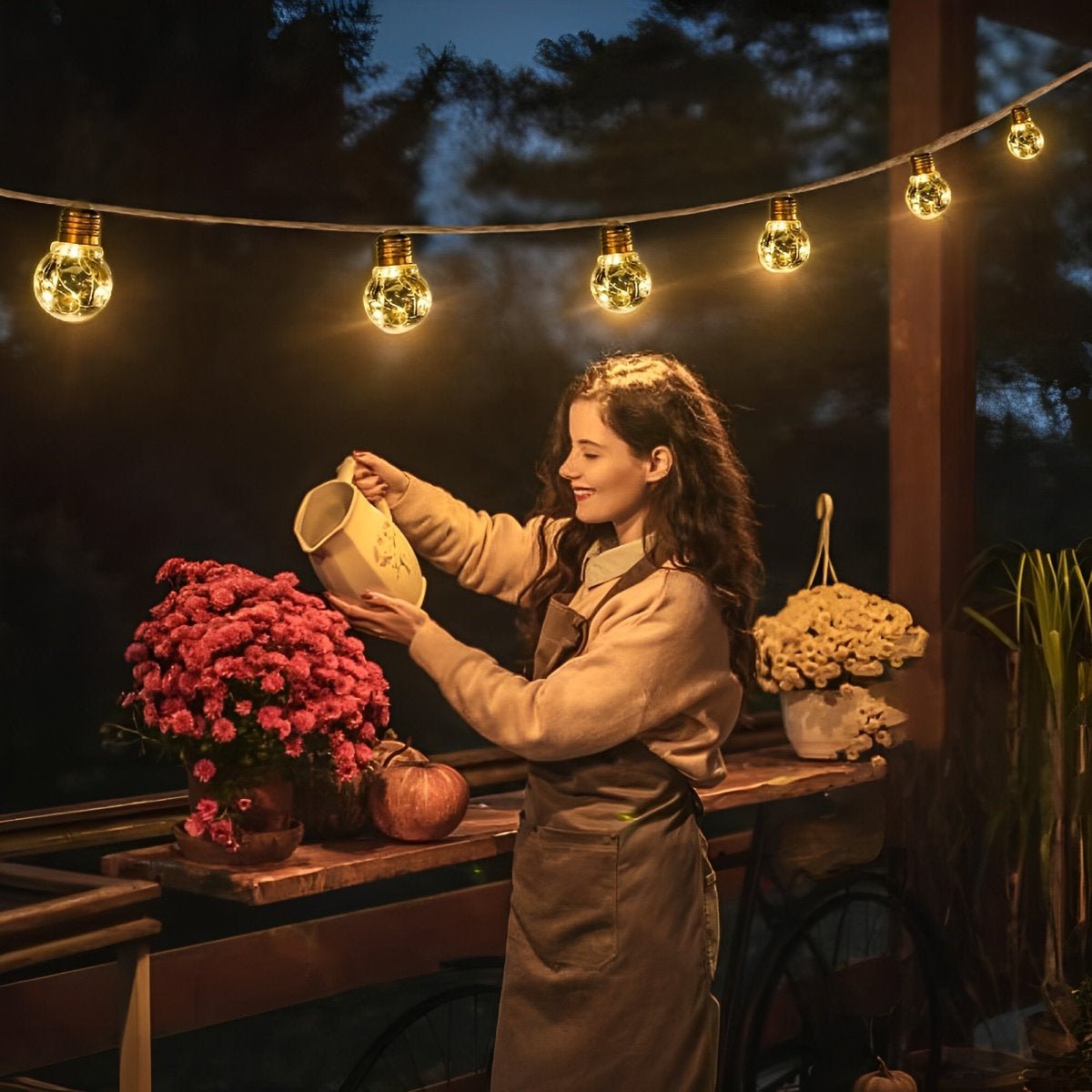 RetroGlow | Nostalgische Solar Lichterkette Outdoor mit Warmweißem Licht 8