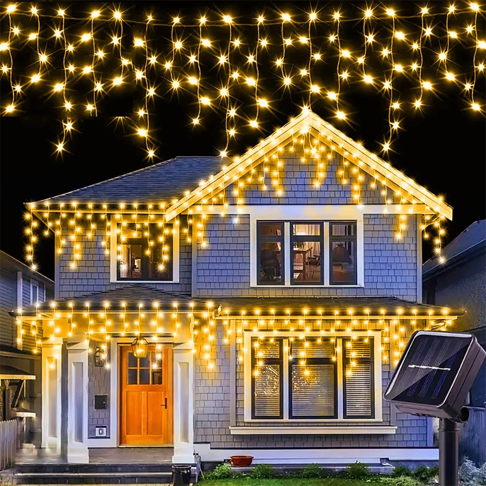 LumiCascade – Guirlande Solaire Rideau 96 LED